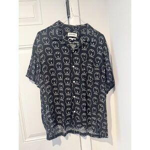 F*king Awesome FA Club Shirt FA Records AOP Button Down Men's L Black